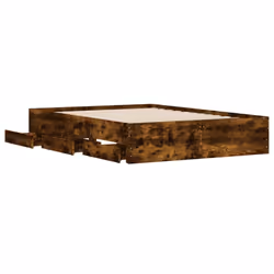 vidaXL Bed Frame with Drawers Mattress Foundation Bed Base Engineered Wood - smoked oak, 120 x 190 cm - Additional view 4