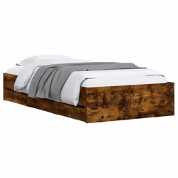 vidaXL Bed Frame with Drawers Mattress Foundation Bed Base Engineered Wood - smoked oak, 75 x 190 cm