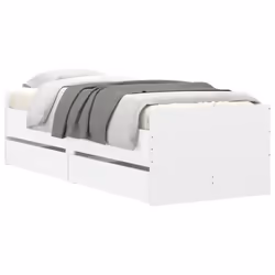 vidaXL Bed Frame with Drawers Bedroom Bed Base Mattress Foundation Bedstead - white, 100 x 200 cm - Additional view 2