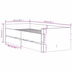 vidaXL Bed Frame with Drawers Bedroom Bed Base Mattress Foundation Bedstead - white, 100 x 200 cm - Additional view 3