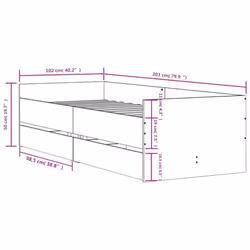 vidaXL Bed Frame with Drawers Bedroom Bed Base Mattress Foundation Bedstead - black, 100 x 200 cm - Additional view 10