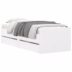 vidaXL Bed Frame with Drawers Bedroom Bed Base Mattress Foundation Bedstead - white, 90 x 200 cm - Additional view 2