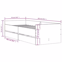 vidaXL Bed Frame with Drawers Bedroom Bed Base Mattress Foundation Bedstead - white, 90 x 200 cm - Additional view 3