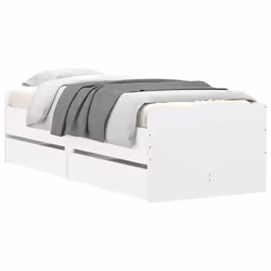 vidaXL Bed Frame with Drawers Bedroom Bed Base Mattress Foundation Bedstead - white, 90 x 190 cm - Additional view 2