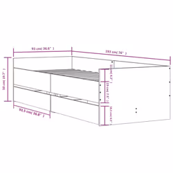 vidaXL Bed Frame with Drawers Bedroom Bed Base Mattress Foundation Bedstead - white, 90 x 190 cm - Additional view 3