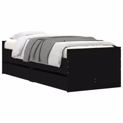 vidaXL Bed Frame with Drawers Bedroom Bed Base Mattress Foundation Bedstead - black, 90 x 190 cm - Additional view 2
