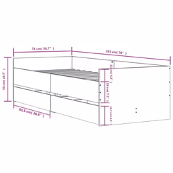 vidaXL Bed Frame with Drawers Bedroom Bed Base Mattress Foundation Bedstead - black, 75 x 190 cm - Additional view 10