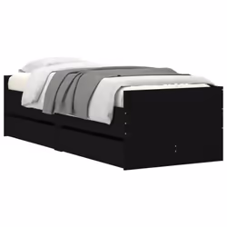 vidaXL Bed Frame with Drawers Bedroom Bed Base Mattress Foundation Bedstead - black, 75 x 190 cm - Additional view 2