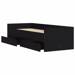 vidaXL Bed Frame with Drawers Bedroom Bed Base Mattress Foundation Bedstead - black, 75 x 190 cm - Additional view 4