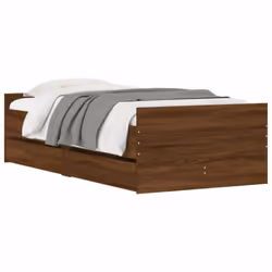 vidaXL Bed Frame with Drawers Storage Bed Base Bedstead Smoked Oak 90x200 cm - brown oak, 90 x 190 cm - Additional view 2