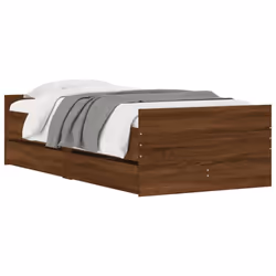 vidaXL Bed Frame with Drawers Storage Bed Base Bedstead Smoked Oak 90x200 cm - brown oak, 75 x 190 cm - Additional view 2