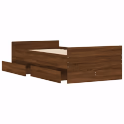vidaXL Bed Frame with Drawers Storage Bed Base Bedstead Smoked Oak 90x200 cm - brown oak, 75 x 190 cm - Additional view 4