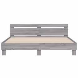 vidaXL Bed Frame with Headboard Bed Base Mattress Foundation Engineered Wood - grey sonoma, 200 x 200 cm - Additional view 4