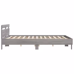vidaXL Bed Frame with Headboard Bed Base Mattress Foundation Engineered Wood - grey sonoma, 200 x 200 cm - Additional view 5
