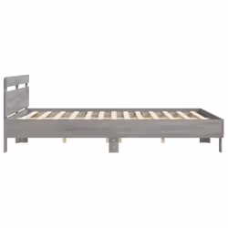 vidaXL Bed Frame with Headboard Bed Base Mattress Foundation Engineered Wood - grey sonoma, 160 x 200 cm - Additional view 5