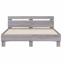vidaXL Bed Frame with Headboard Bed Base Mattress Foundation Engineered Wood - grey sonoma, 150 x 200 cm - Additional view 4