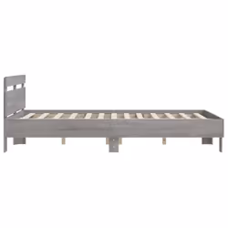 vidaXL Bed Frame with Headboard Bed Base Mattress Foundation Engineered Wood - grey sonoma, 150 x 200 cm - Additional view 5
