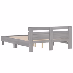 vidaXL Bed Frame with Headboard Bed Base Mattress Foundation Engineered Wood - grey sonoma, 150 x 200 cm - Additional view 6
