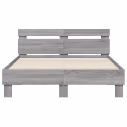 vidaXL Bed Frame with Headboard Bed Base Mattress Foundation Engineered Wood - grey sonoma, 120 x 200 cm - Additional view 4