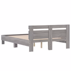 vidaXL Bed Frame with Headboard Bed Base Mattress Foundation Engineered Wood - grey sonoma, 120 x 200 cm - Additional view 6