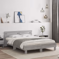 vidaXL Bed Frame with Headboard Bed Base Mattress Foundation Engineered Wood - grey sonoma, 140 x 190 cm - Additional view 2