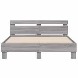 vidaXL Bed Frame with Headboard Bed Base Mattress Foundation Engineered Wood - grey sonoma, 140 x 190 cm - Additional view 4