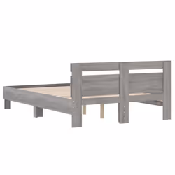 vidaXL Bed Frame with Headboard Bed Base Mattress Foundation Engineered Wood - grey sonoma, 135 x 190 cm - Additional view 6