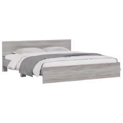 vidaXL Bed Frame with Headboard Bedroom Bed Base Mattress Foundation Bedstead - grey sonoma, 200 x 200 cm - Additional view 2
