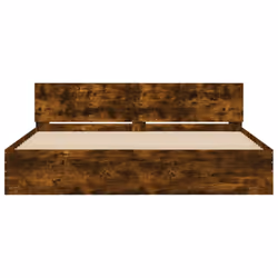 vidaXL Bed Frame with Headboard Bedroom Bed Base Mattress Foundation Bedstead - smoked oak, 180 x 200 cm - Additional view 4