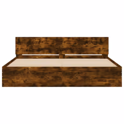 vidaXL Bed Frame with Headboard Bedroom Bed Base Mattress Foundation Bedstead - smoked oak, 160 x 200 cm - Additional view 4