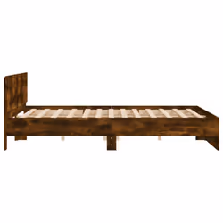 vidaXL Bed Frame with Headboard Bedroom Bed Base Mattress Foundation Bedstead - smoked oak, 160 x 200 cm - Additional view 5
