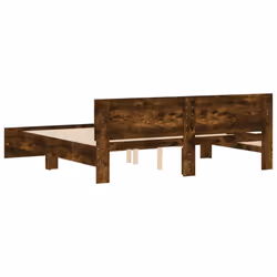 vidaXL Bed Frame with Headboard Bedroom Bed Base Mattress Foundation Bedstead - smoked oak, 160 x 200 cm - Additional view 6