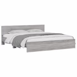 vidaXL Bed Frame with Headboard Bedroom Bed Base Mattress Foundation Bedstead - grey sonoma, 160 x 200 cm - Additional view 2