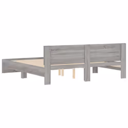 vidaXL Bed Frame with Headboard Bedroom Bed Base Mattress Foundation Bedstead - grey sonoma, 160 x 200 cm - Additional view 6