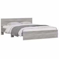 vidaXL Bed Frame with Headboard Bedroom Bed Base Mattress Foundation Bedstead - grey sonoma, 150 x 200 cm - Additional view 2