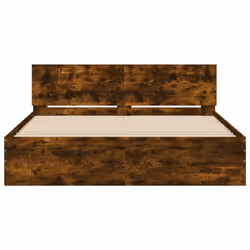 vidaXL Bed Frame with Headboard Bedroom Bed Base Mattress Foundation Bedstead - smoked oak, 140 x 200 cm - Additional view 4