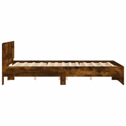 vidaXL Bed Frame with Headboard Bedroom Bed Base Mattress Foundation Bedstead - smoked oak, 140 x 200 cm - Additional view 5