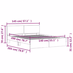 vidaXL Bed Frame with Headboard Bedroom Bed Base Mattress Foundation Bedstead - grey sonoma, 140 x 200 cm - Additional view 3