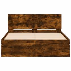 vidaXL Bed Frame with Headboard Bedroom Bed Base Mattress Foundation Bedstead - smoked oak, 120 x 200 cm - Additional view 4