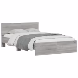 vidaXL Bed Frame with Headboard Bedroom Bed Base Mattress Foundation Bedstead - grey sonoma, 120 x 200 cm - Additional view 2