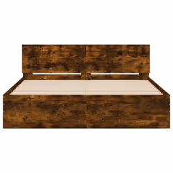 vidaXL Bed Frame with Headboard Bedroom Bed Base Mattress Foundation Bedstead - smoked oak, 140 x 190 cm - Additional view 4