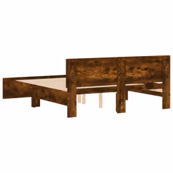 vidaXL Bed Frame with Headboard Bedroom Bed Base Mattress Foundation Bedstead - smoked oak, 140 x 190 cm - Additional view 6