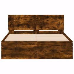 vidaXL Bed Frame with Headboard Bedroom Bed Base Mattress Foundation Bedstead - smoked oak, 135 x 190 cm - Additional view 4