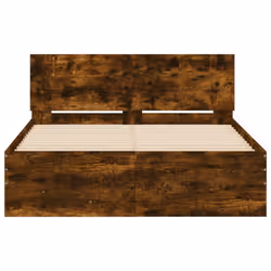 vidaXL Bed Frame with Headboard Bedroom Bed Base Mattress Foundation Bedstead - smoked oak, 120 x 190 cm - Additional view 4