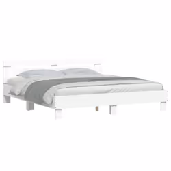 vidaXL Bed Frame with Headboard and LED Bed Base Bedstead Matress Foundation - white, 200 x 200 cm - Additional view 4