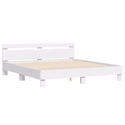 vidaXL Bed Frame with Headboard and LED Bed Base Bedstead Matress Foundation - white, 200 x 200 cm - Additional view 5
