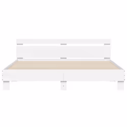 vidaXL Bed Frame with Headboard and LED Bed Base Bedstead Matress Foundation - white, 200 x 200 cm - Additional view 6