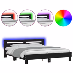 vidaXL Bed Frame with Headboard and LED Bed Base Bedstead Matress Foundation - black, 200 x 200 cm