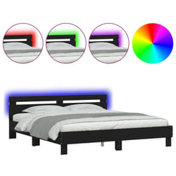 vidaXL Bed Frame with Headboard and LED Bed Base Bedstead Matress Foundation - black, 200 x 200 cm