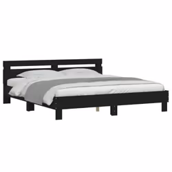 vidaXL Bed Frame with Headboard and LED Bed Base Bedstead Matress Foundation - black, 200 x 200 cm - Additional view 4
